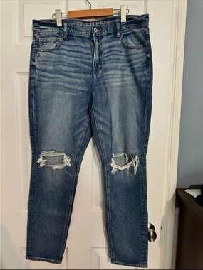 American Eagle Outfitters 90s Distressed Dark Blue Skinny Jeans